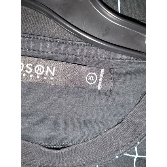 Hudson Outerwear Men's XL Shirt Black T-Shirt Grid Pattern Number Line Crewneck - Picture 3 of 16